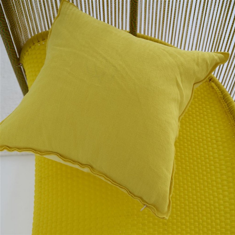 Designers Guild Brera Lino Plain Reversible Cushion in Mimosa Primrose